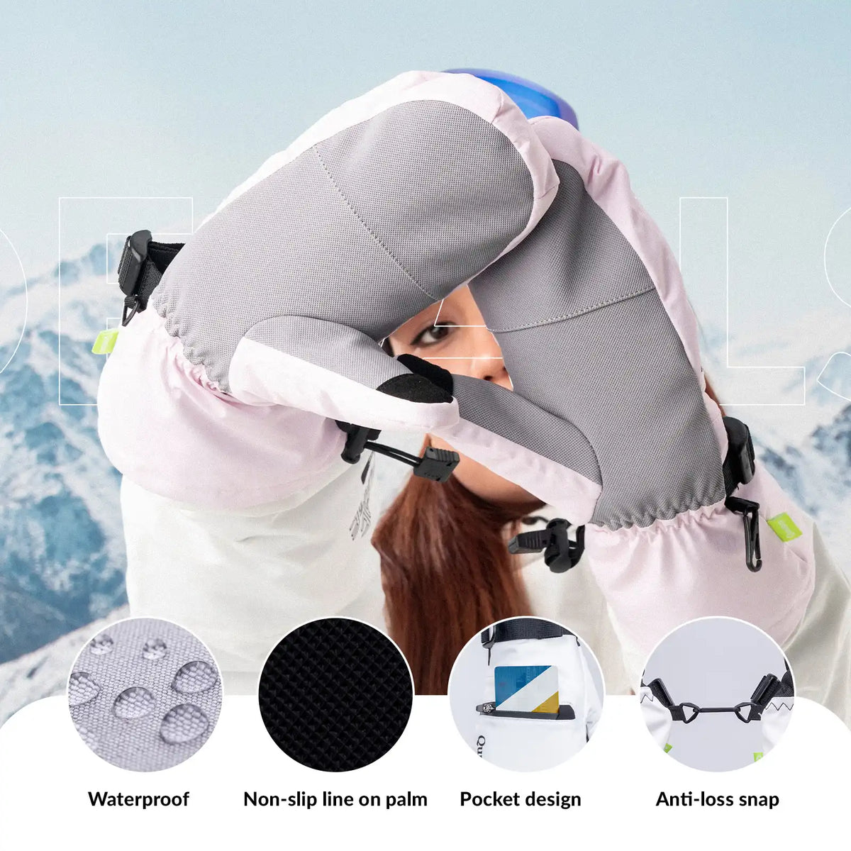 Windproof Waterproof Thermal Ski Gloves Double-Layer Insulation Touchscreen