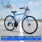 700C Hybrid Bike for Adult with 18-Speed Shimano Drivetrain and Phone Holder